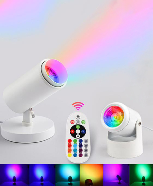 RGB RF Remote Control Track Light Zoomable Spotlight 