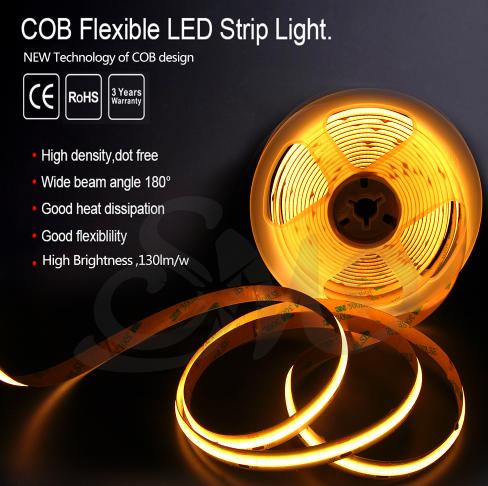 Anywhere Cutting COB Led Strip 480 Chip 8W 12V 24V Flexible COB Led Strip